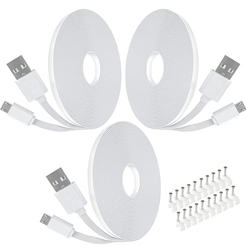 3Pack 20FT USB Power Extension Cord Compatible with Wyze Cam, WyzeCam Pan,Yi Cam,YI Dome Home,Oculus Go,Kasa,Nest Cam,Netvue,Blink,Furbo Dog,Cloud