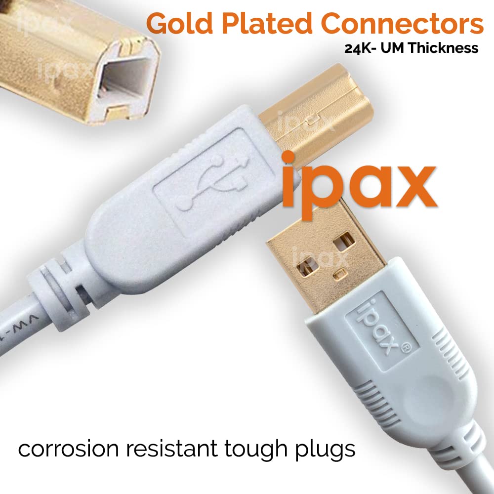 IPAX 10 ft White USB Printer Cable Compatible with Canon ImageClass D570 D550 D530 D420 MF247dw MF244dw MF236n MF227DW Canon Pixma MG3620 MG2525 TS202