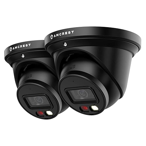 Amcrest 2-Pack UltraHD 4K (8MP) IP PoE AI Camera, 49ft Nightcolor, Security Outdoor Turret Camera, Built-in Mic, Human Detection, Active Deterrent
