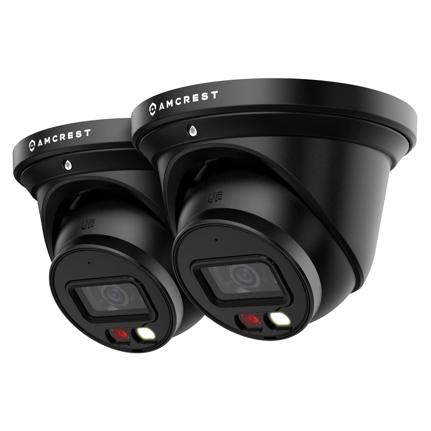 Amcrest 2-Pack UltraHD 4K (8MP) IP PoE AI Camera, 49ft Nightcolor, Security Outdoor Turret Camera, Built-in Mic, Human Detection, Active Deterrent