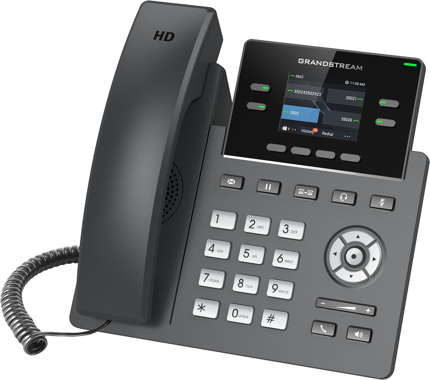 Grandstream GRP2612P IP Phone | 4 Lines, 4 SIP Accounts | 2.4-Inch Color Display | Dual-Port 10/100 Ethernet with Integrated PoE | Power Adapter Not