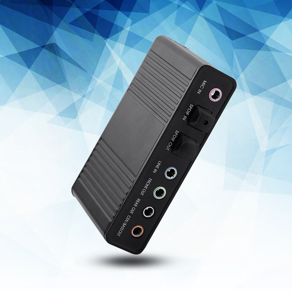 5.1 USB Audio Sound Card with SPDIF, External USB Sound Card Adapter for PC Laptop Audio, Support 48/44 KHz Sampling Rate, Black
