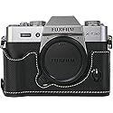 X-T30 Case, BMAOLLONGB Handmade PU Carbon Fibre Leather Half Camera Case Bag Cover Bottom Opening Version for Fujifilm X-T30 XT30 with Hand Strap