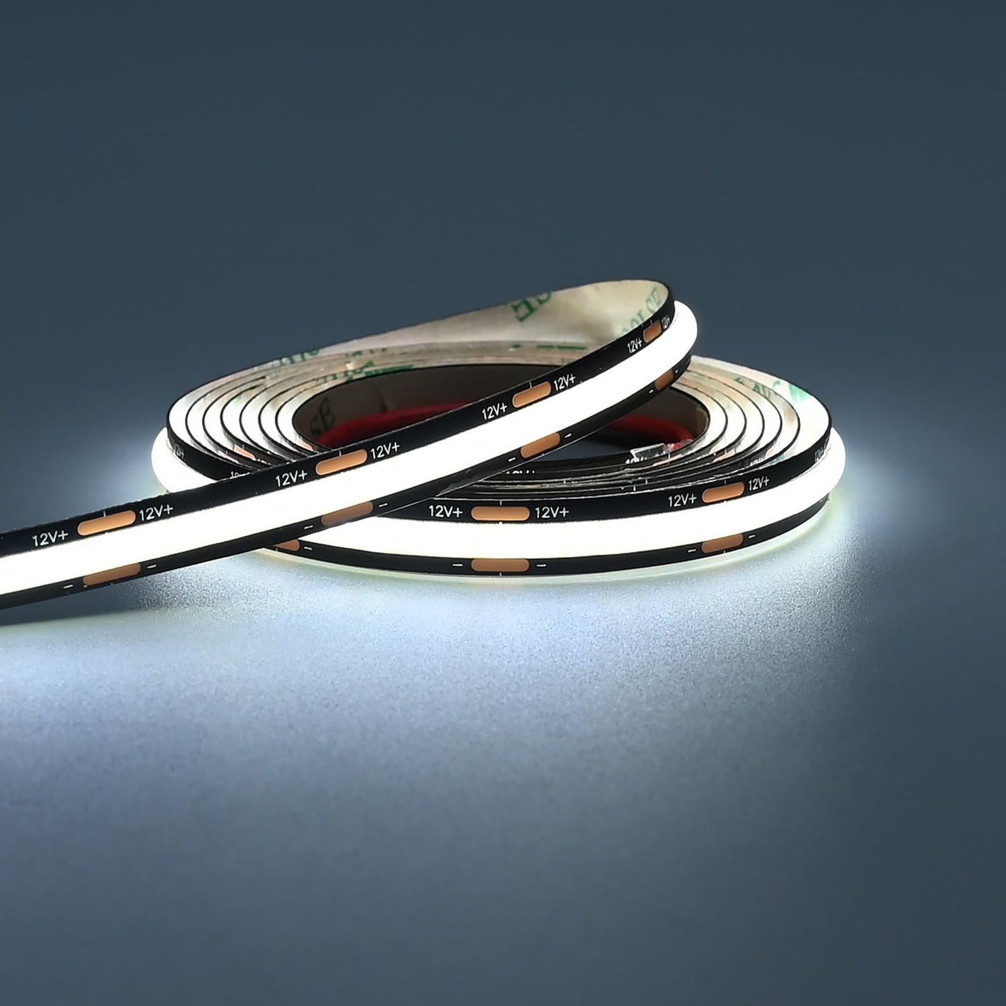 TOPAI Black 12V COB LED Strip 6000K Cool White IP65 Waterproof Dotless 480LED/M 16.4ft/5M Bright 4000Lm CRI>90 Cuttable Flexible LED Tape for Home