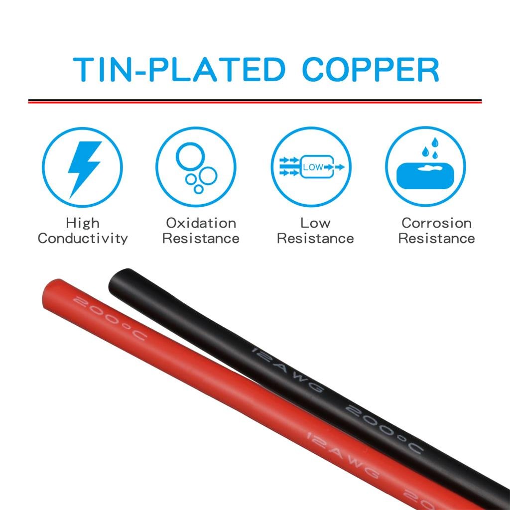 BNTECHGO 12 Gauge Silicone Wire Spool red and Black Each 25ft Flexible 12 AWG Stranded Tinned Copper Wire