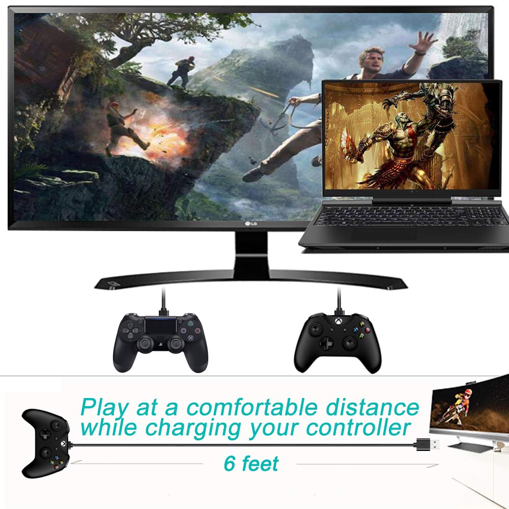 6FT Micro USB Cable,Fast Charger Compatible with Fire HD Tablet,X-Box One,Dual-Shock 4,PS4 Controller Charging Cord for Samsung Fire Stick,Android