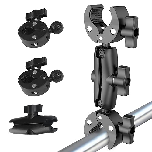 Rctiotuw Universal Sports Camera Mount, Double Clamp with 360° Magic Arm, Heavy-Duty Ball Head Mount, for GoPro,360 Stabilizer (Medium)