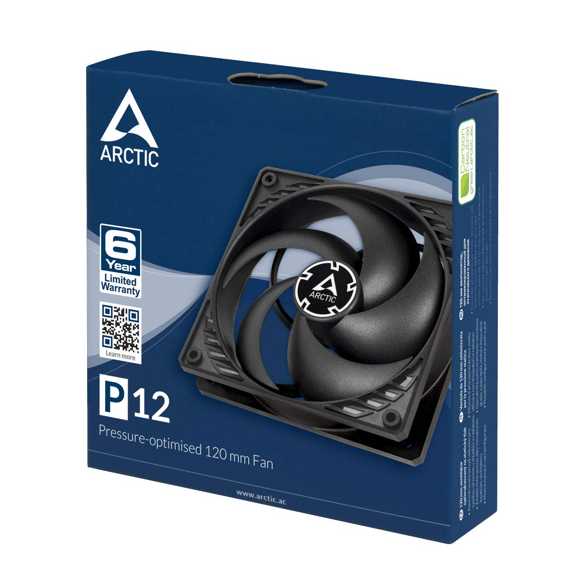 ARCTIC P12 - PC Fan, 120mm Case Fan, Pressure-optimised, Quiet Motor, Computer, Fan Speed: 1800 RPM - Black