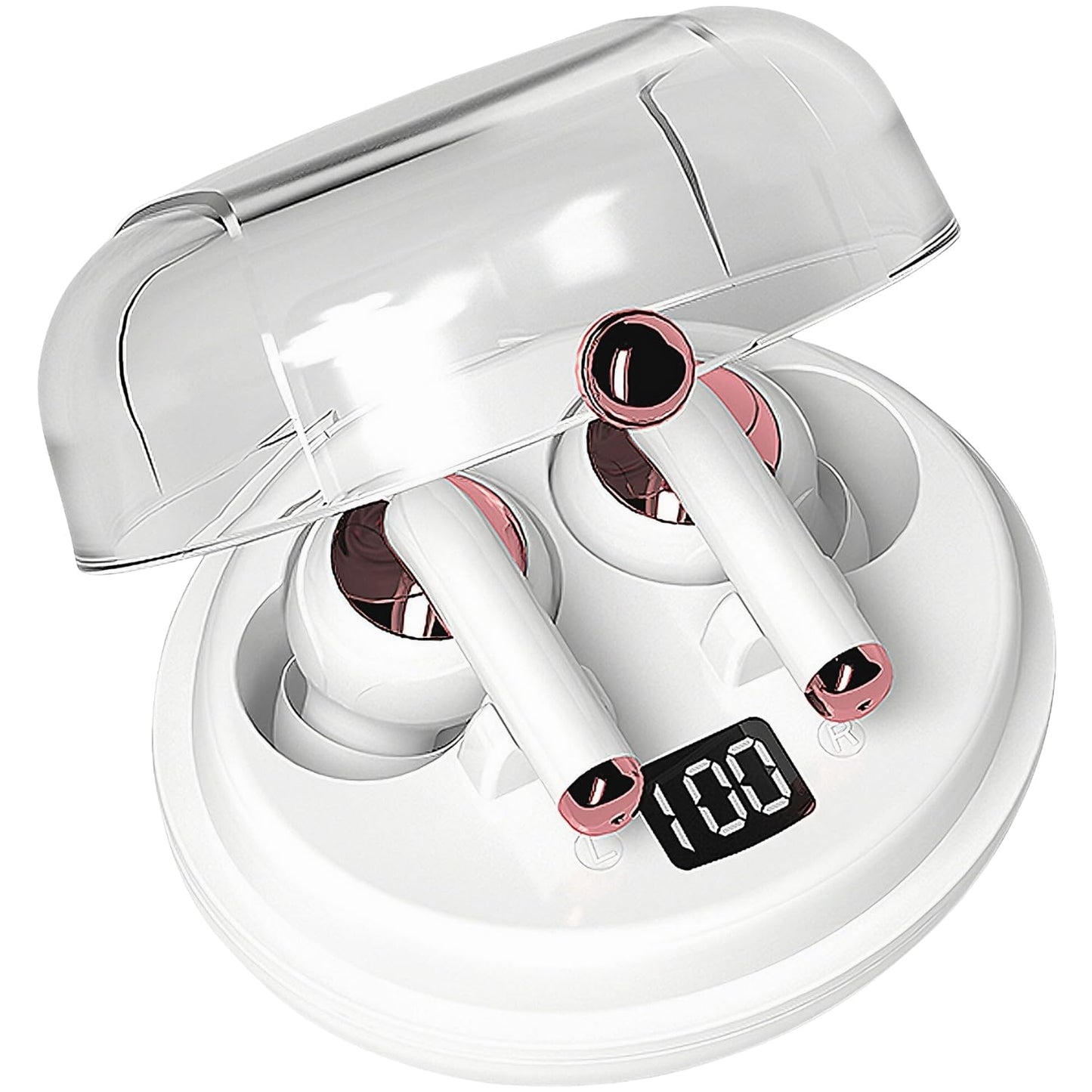 Gabba Goods TrueBuds Chrome Wireless Premium Earbuds with Charging case for Bluetooth Ear Buds (White)