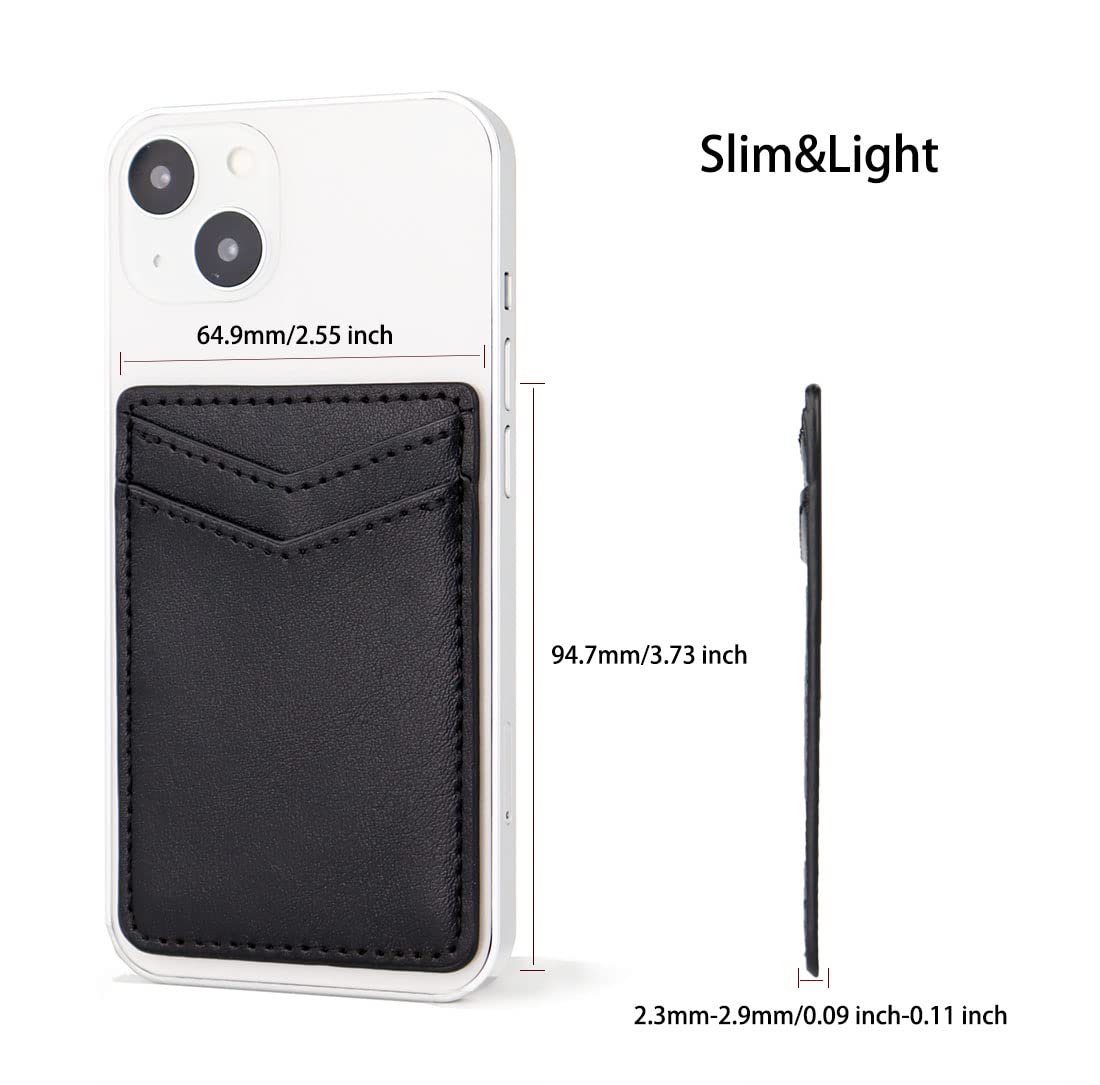 Fulgamo 2Pack Leather Phone Wallet Stick on, Sticky Back of Phone Card Holder, Credit Card Holder for Phone Case Stick on - Black