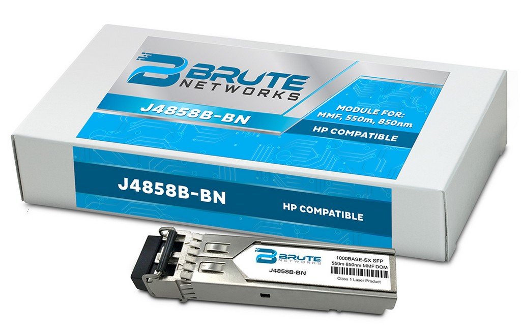 Brute Networks J4858B-BN - 1000BASE-SX 550m MMF 850nm SFP Transceiver (Compatible with OEM PN# J4858B)