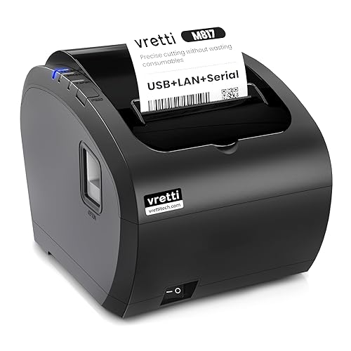 vretti Thermal Receipt Printer, 3'1/8 80mm USB POS Printer, Restaurant Kitchen Printer with Auto Cutter Support Cash Drawer,USB Serial Ethernet