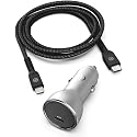 Galvanox iPhone Car Charger with Cable (Apple MFi Certified) 18W Ultra Fast Charging Power Adapter with 6ft Braided USB-C to Lighting Cord (Compatible