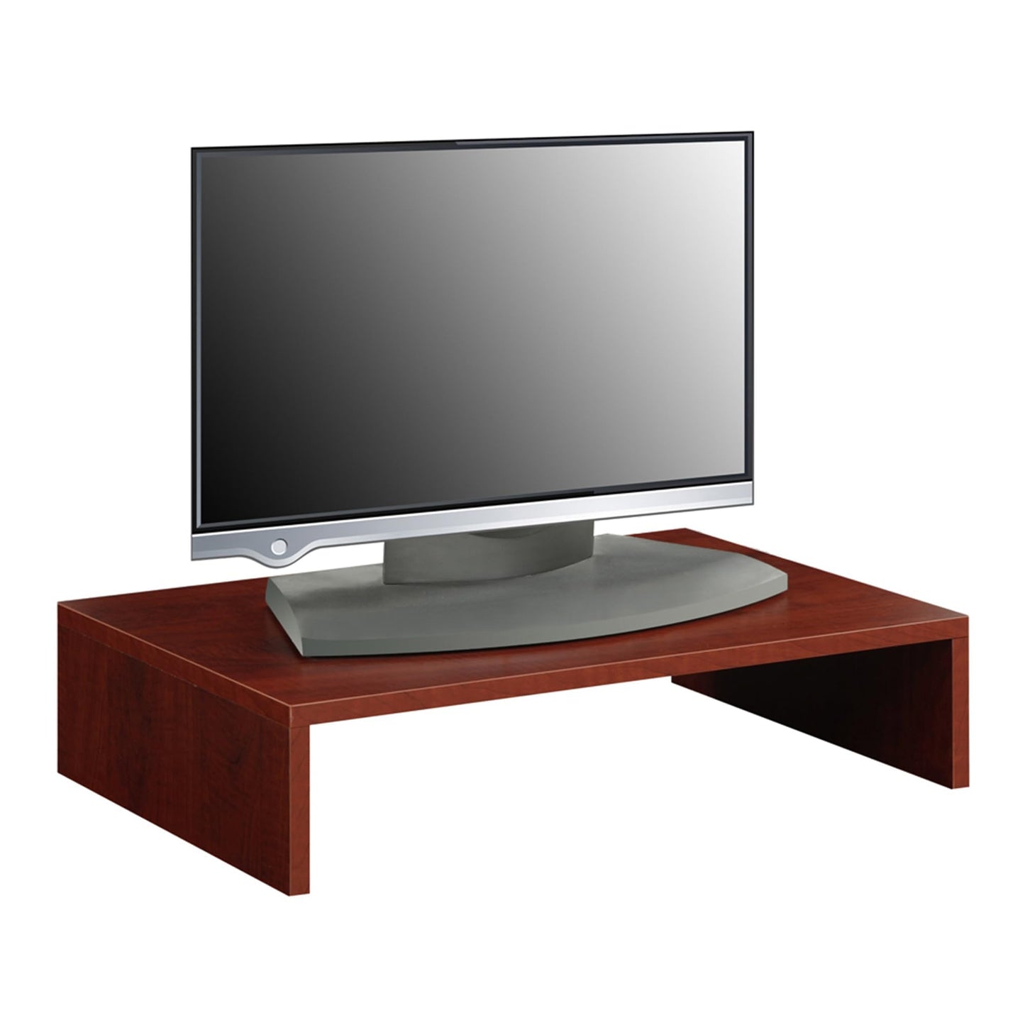 Pemberly Row Small Monitor Riser, 23.75 x 15.75 x 6.5 in, Cherry Finish, Compact Design with Storage Space, Easy Assembly, Perfect for Office Desk or