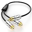 J&D RCA Y-Splitter Cable, 1 RCA Male to 2 RCA Female Short Y Splitter Cable Extension Cord Gold Plated Adapter Digital Stereo Audio Cable, 1 Feet