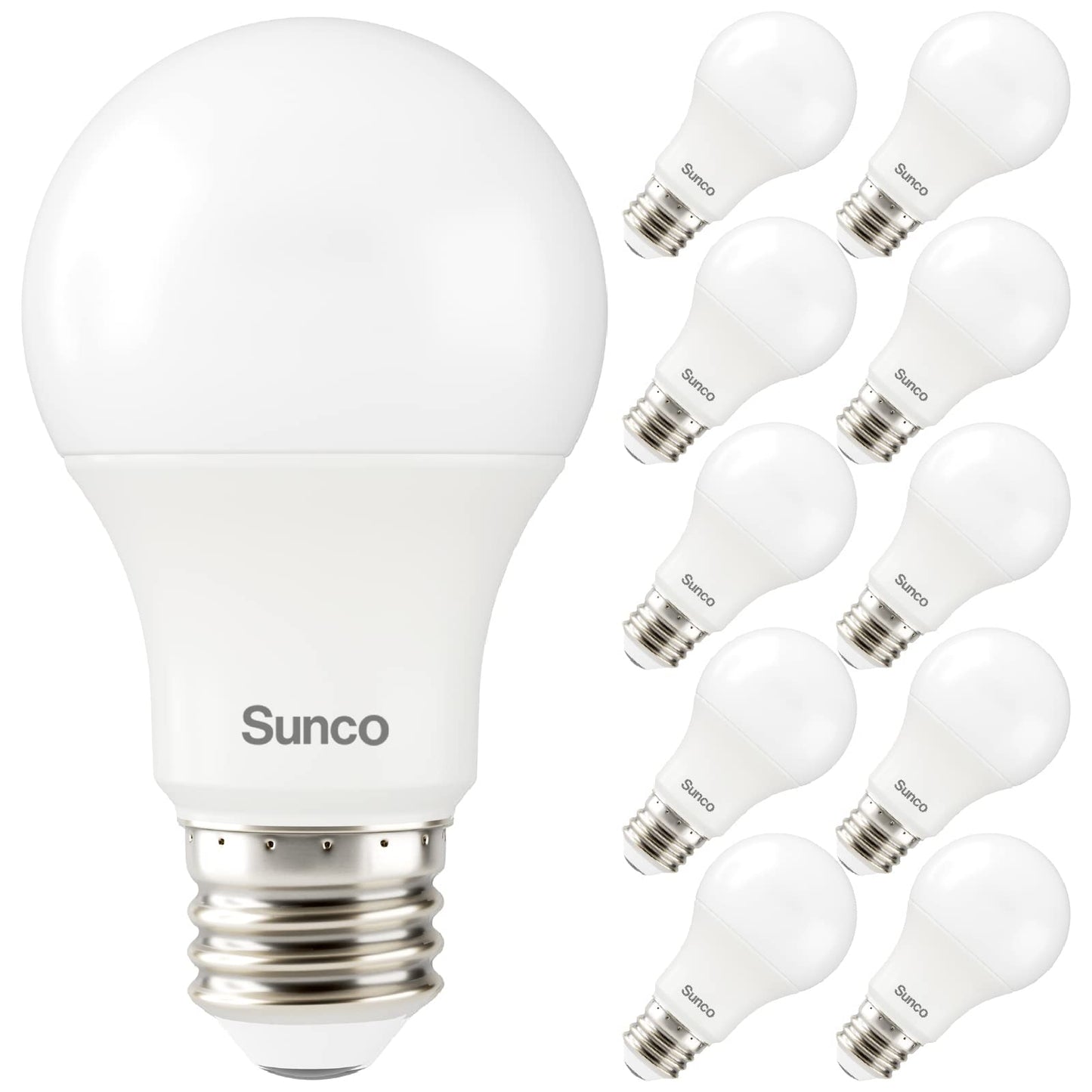 Sunco 10 Pack A19 LED Light Bulb, E26, 3W=25W, 4000K Cool White