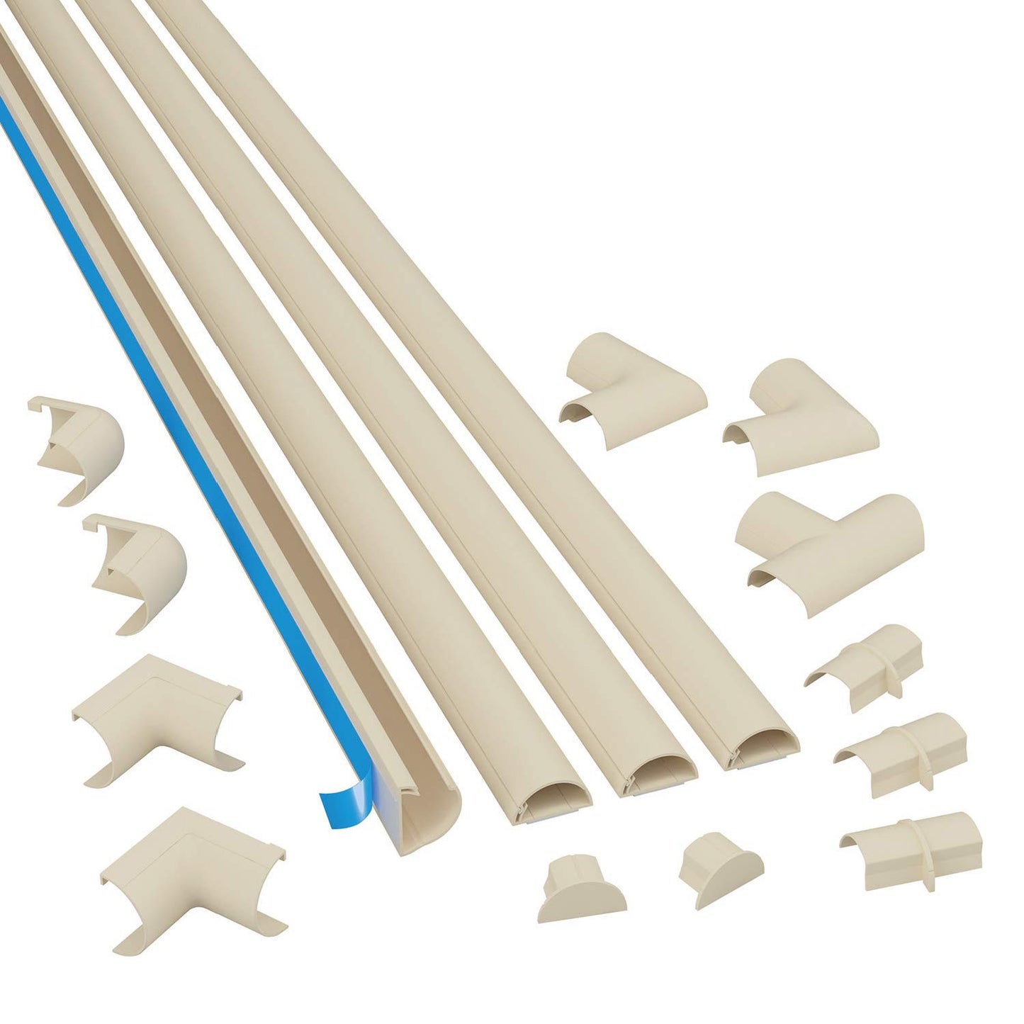 D-Line 13.12ft Cord Hider Kit, Patented Cable Cover, Hide Wires on Wall, Channel for TV Mount Cords, Raceway Wire Hiders, Paintable, Adhesive, Half