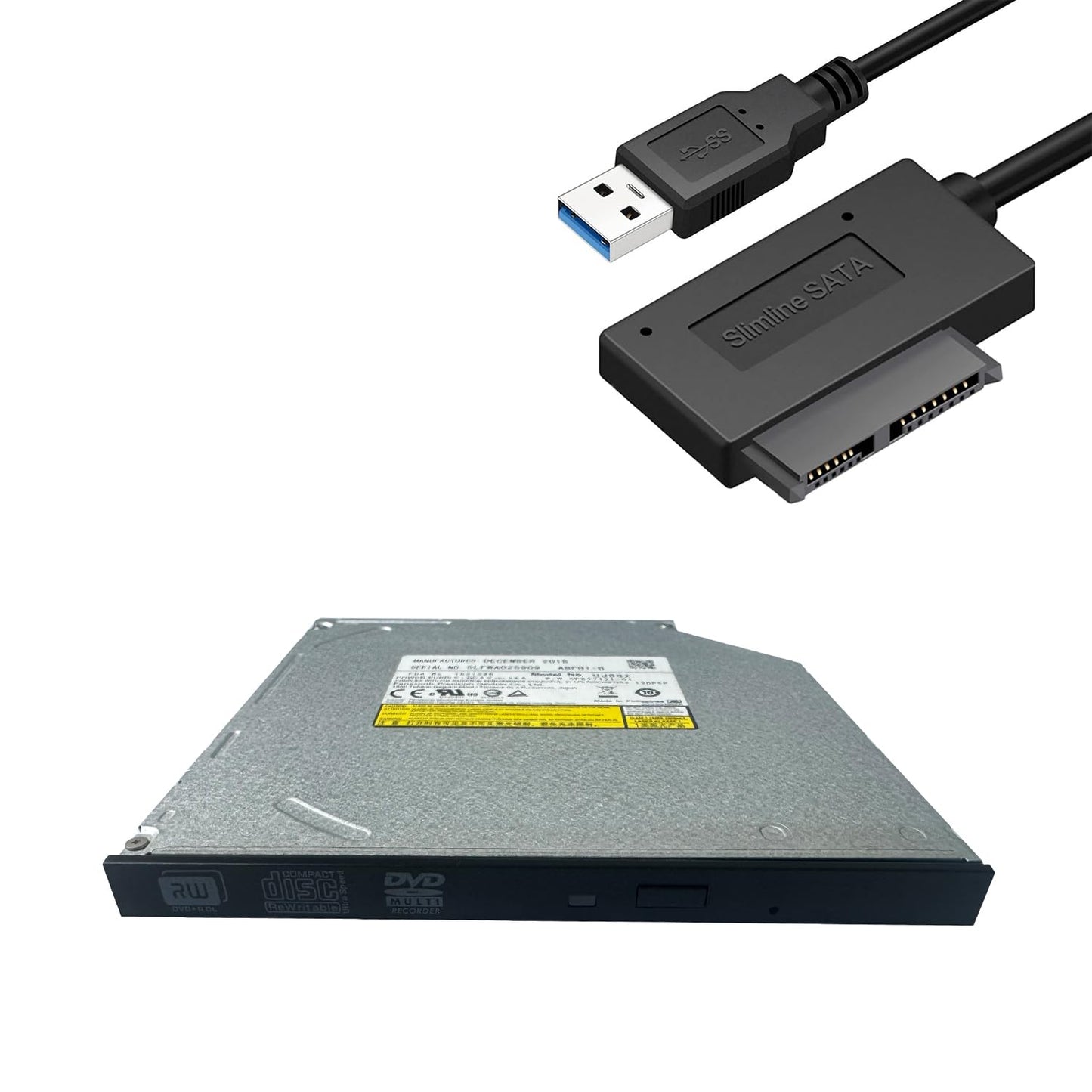 JOYIN-BURN UJ8C2 UJ8E2 UJ8G2 9.5mm Super Slim SATA CD DVD Burner Writer Player ROM Drive for Laptop with USB 3.0 SATA Cable