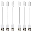 CLZWiiN Short Micro USB Cable (6 Pack 1FT White), Android Phone Charger Cord, High Speed Charging and Sync Data Cables for Charging Station