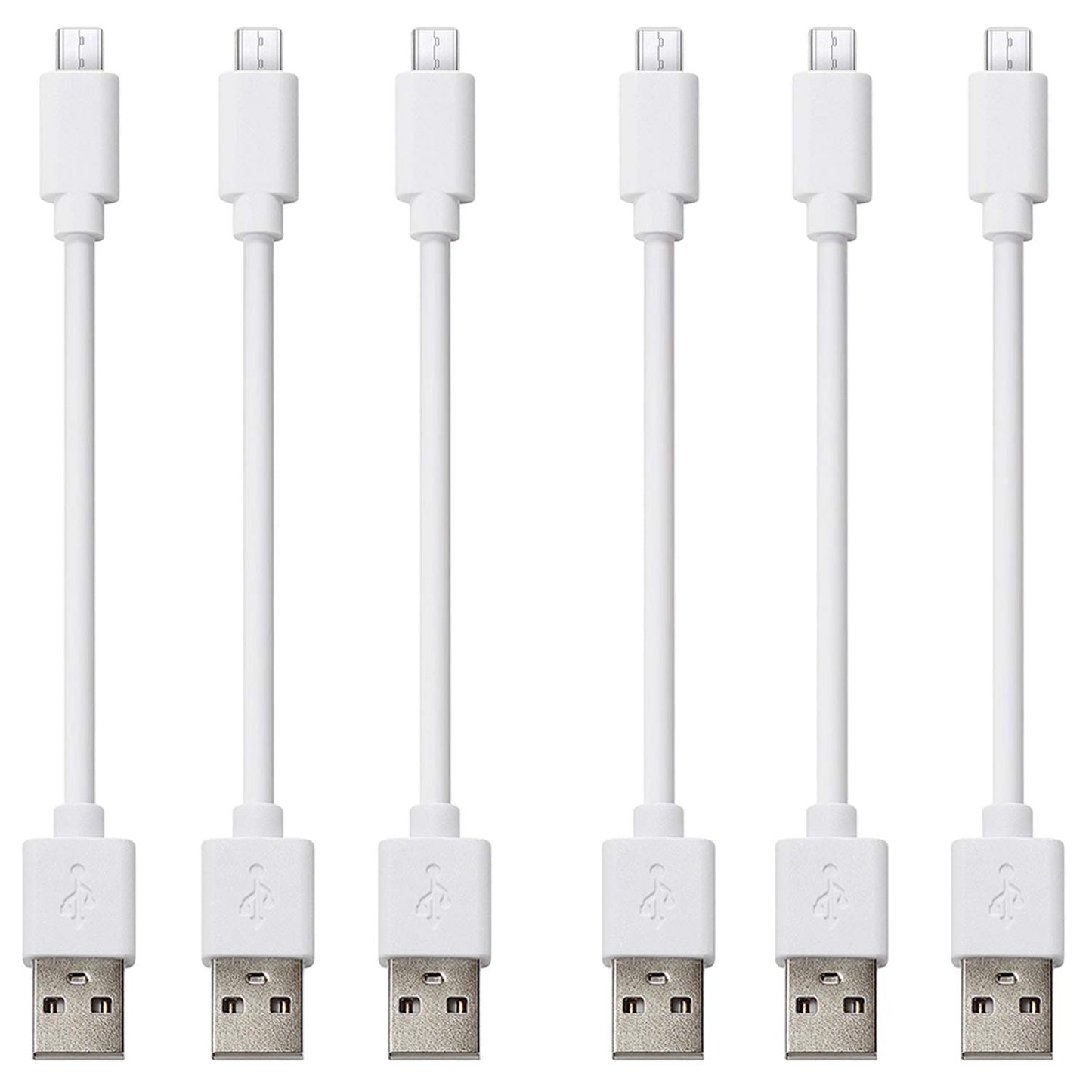 CLZWiiN Short Micro USB Cable (6 Pack 1FT White), Android Phone Charger Cord, High Speed Charging and Sync Data Cables for Charging Station
