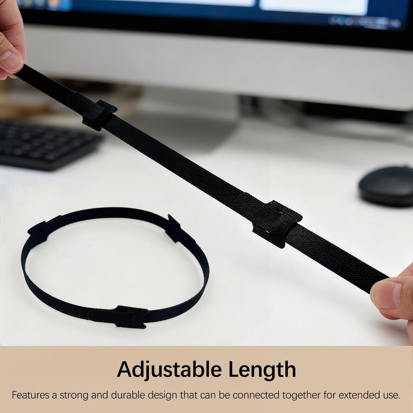 60-Pack Reusable Nylon Cable Ties - Adjustable Hook and Loop Cord Organizer Straps for Home, Office, and Outdoor Use