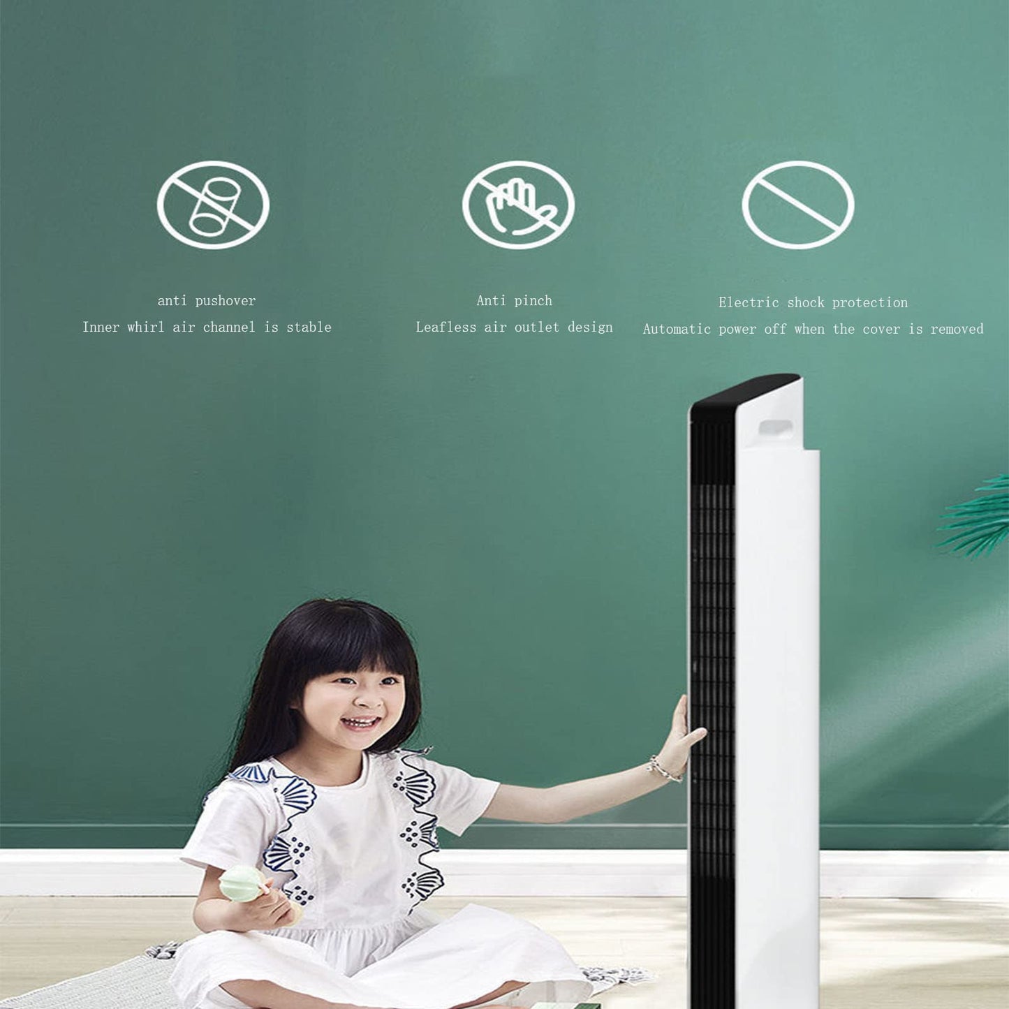 Standing Floor Fans Wide Angled Oscillation 14h Timer Tower Fan with Remote Indoor Standing Fans (800mm) (900mm)