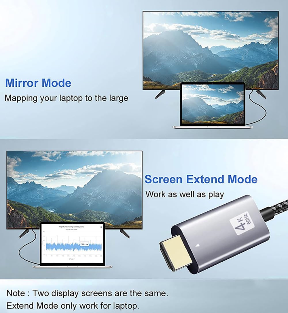 QCEs USB C to HDMI Cable, USB-C to HDMI Adapter Cable 6Ft 4K60Hz Video Output to TV/Monitor/Mini Projector, Thunderbolt 4 to HDMI Compatible