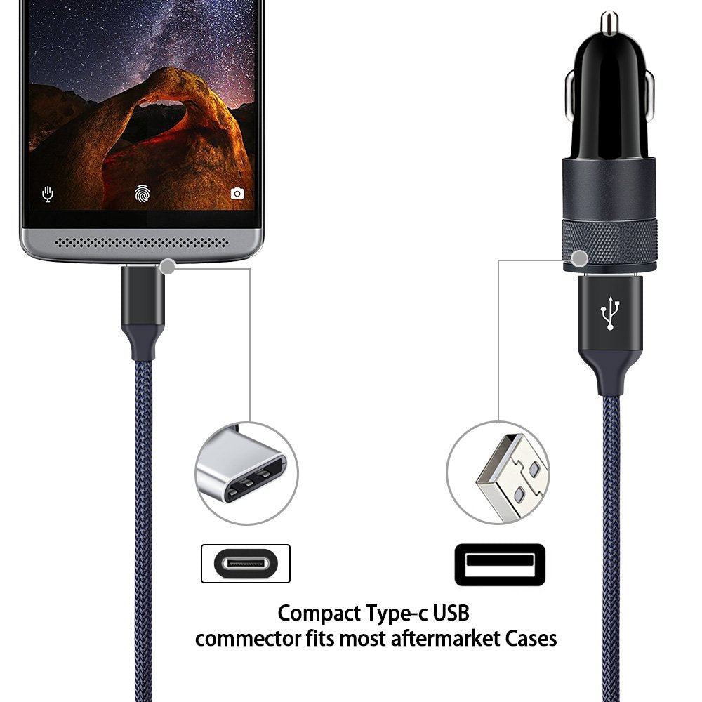 Type C USB Car Charger for Samsung Galaxy S21+ S21 Ultra 5G S20 FE S20+ S10 Plus Note20 A52 A51 A71 A72 A10e, Google Pixel 5 4a, Dual-Port Power