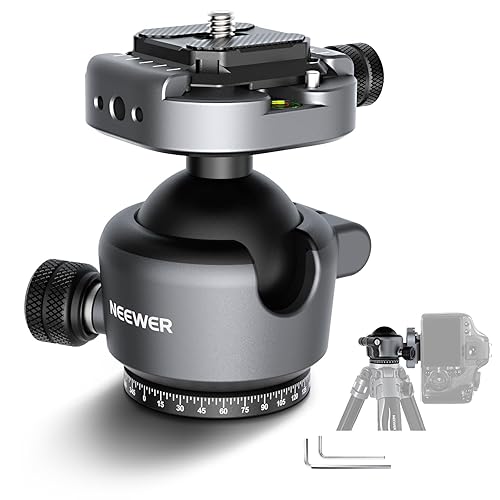 NEEWER GM41 Low Profile Tripod Ball Head, 40mm Metal Panoramic Camera Mount Adapter with 1/4" Arca Type QR Plate Compatible with PD, 360° Swivel & 90°