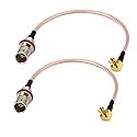 RedYutou 2pcs RF Extension Cable MCX Right Angle Male to BNC Female Bulkhead O-Ring Pigtail Cable RG179/8 inch 75ohm