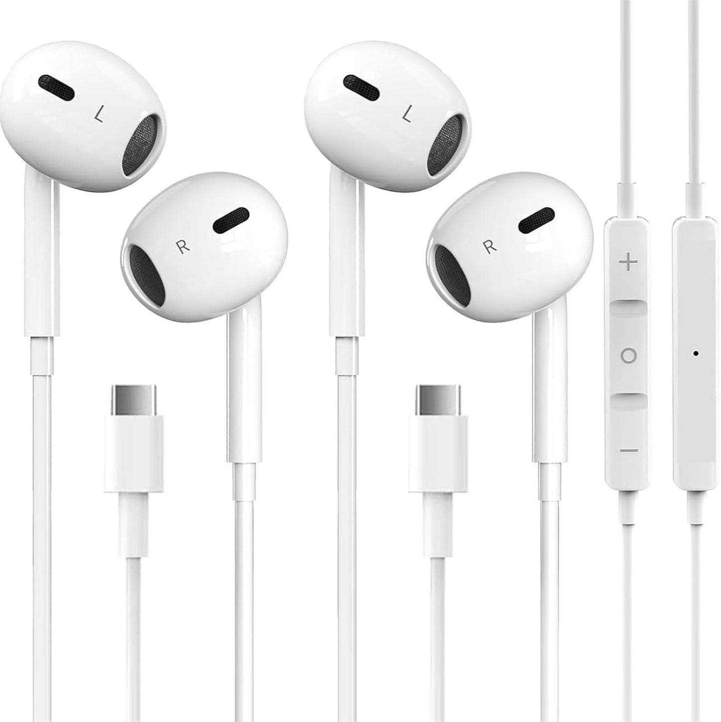 2 Pack-USB C Headphones for iPhone 17/16/15 Earbuds USB C Wired Earphones with Mic & Remote Control Noise Cancelling for 17/16/15 Plus/Air/Pro, Galaxy