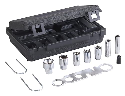 OTC 4711 11-Piece Deluxe Radio and Antenna Service Kit - Includes Antenna Nut Sockets and Universal Wrench, Ford Compatible Radio Removal Tool, Deep