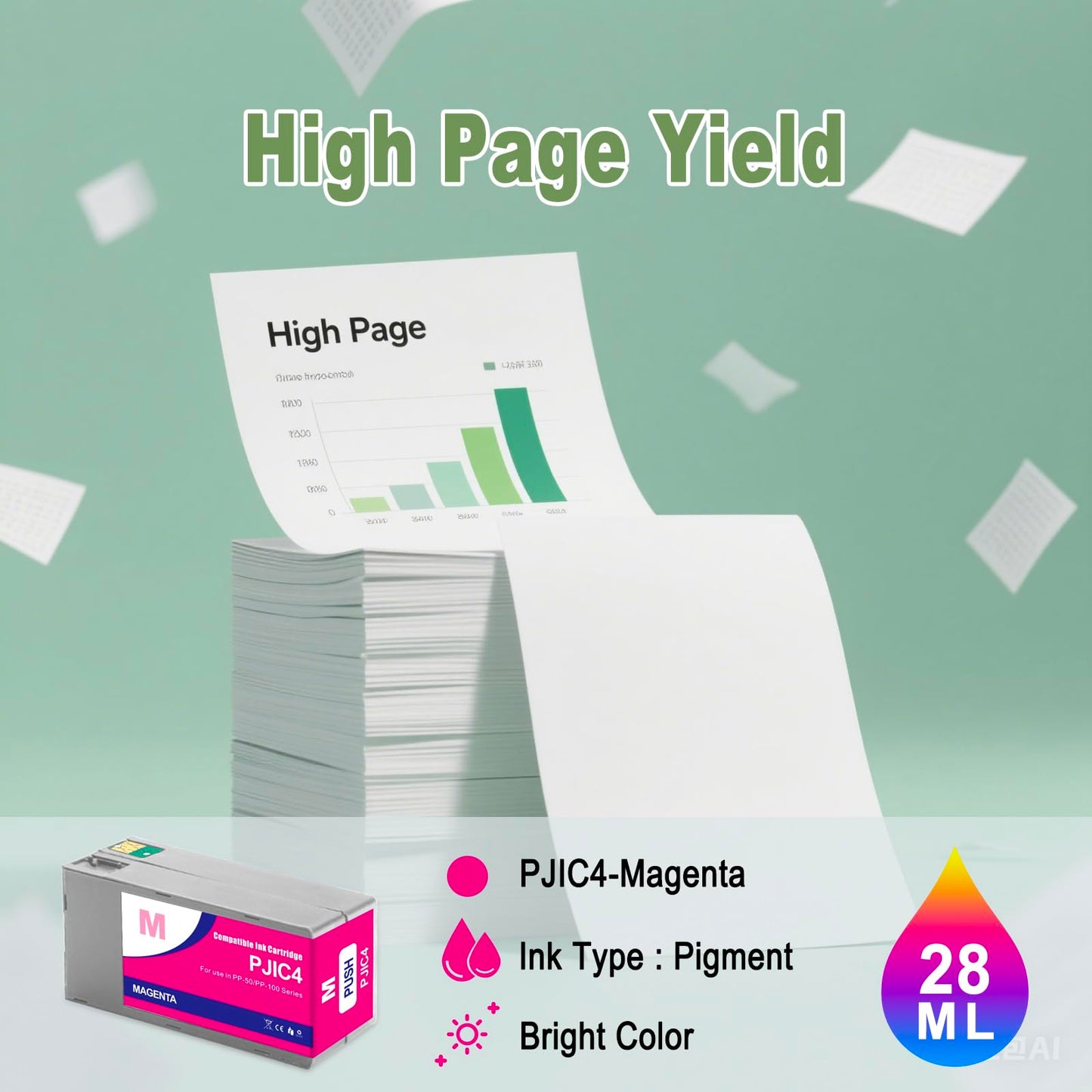 Dikarsum PJIC4 PP50 PP100 Magenta Label Ink Cartridge (C13S020450) Compatible with DiscProduce PP-50 PP-100 Printers(1-Pack,Magenta)