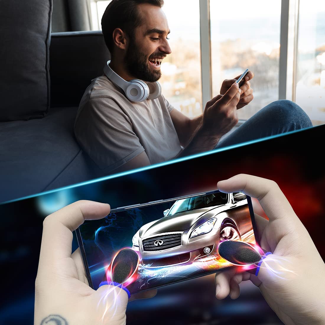 30 Pieces Finger Sleeves and 2 Pieces Finger Joystick for Gaming, Thumb Sleeves Mobile Gaming Controller, for PUBG, League of Legend, Call of Duty