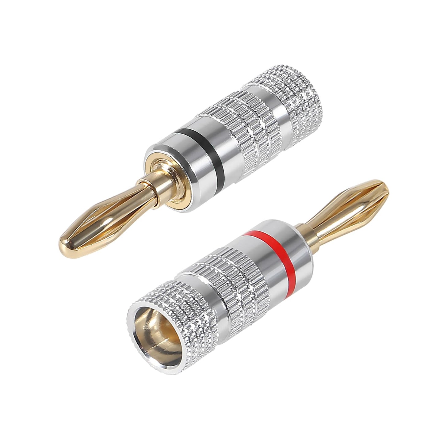 JUZITAO 12Pairs/24pcs Banana Plugs Audio Jack Connector 24K Gold Dual Screw Lock Banana Speaker Plug Connectors for Speaker Wire, Wall Plate, Home