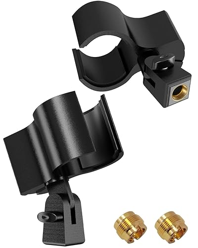 Mictop Upgraded Microphone Clip Holder, Universal Adjustable Microphone Holder for All Microphones Size at 32mm-60mm, with 5/8" to 3/8" Screw Adapter