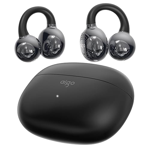 aigo CA05 Open Ear Earbuds Clip on Wireless Bluetooth 5.4 Headphones with Mic for iPhone,Android,Laptop,Enc Noise Reduction,50H Play,Waterproof…