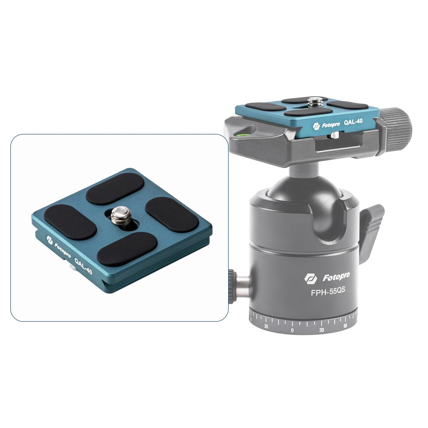 Fotopro Universal Arca-Swiss 40mm Aluminium Quick Release Plate, Easy Tight for Professional Bball Head Tripod, Quick Removable Plate for DSLR