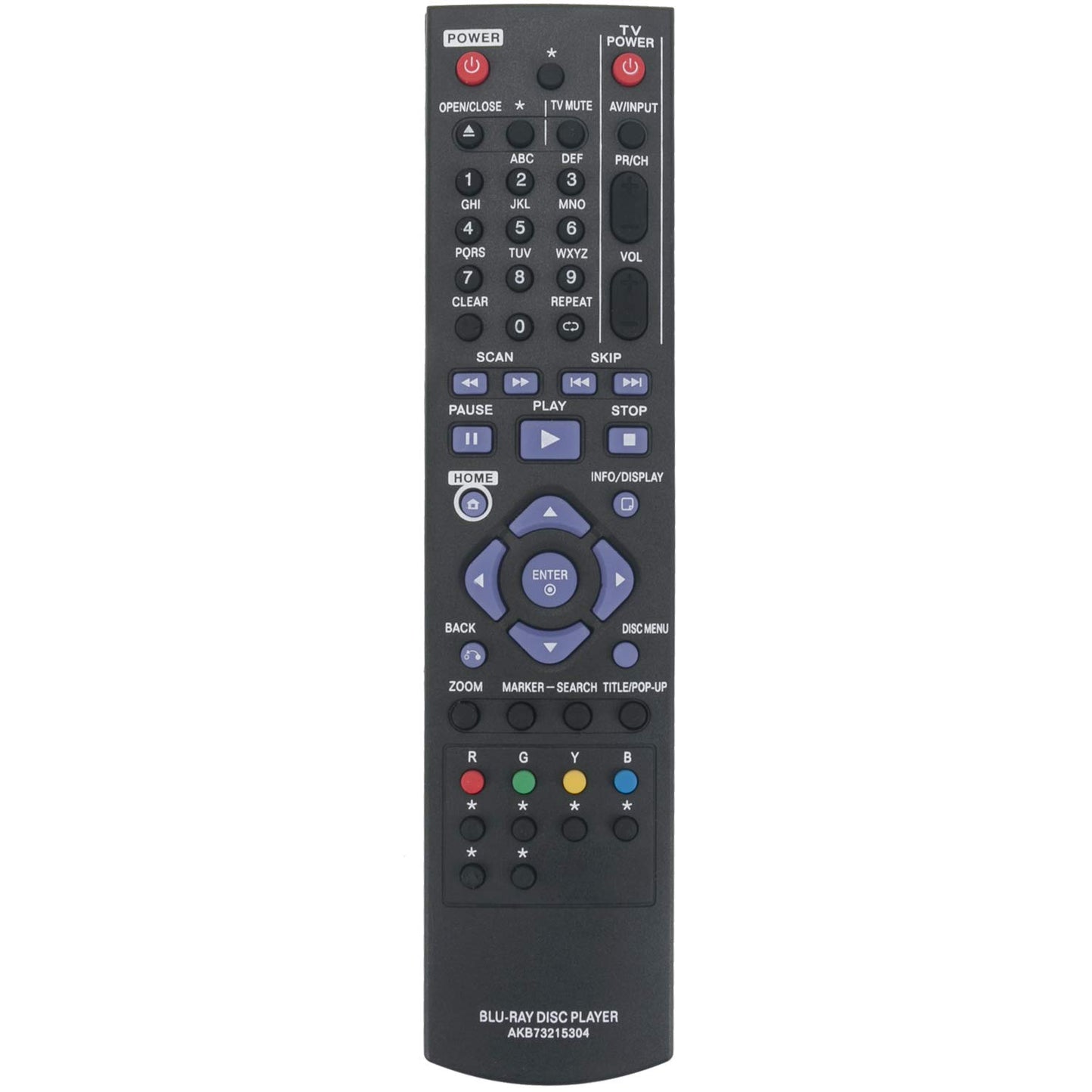 AKB73215304 Replacement Remote Control fit for LG Bluray Disc Player BD630 BD640 BD651DN BD651N BD640C