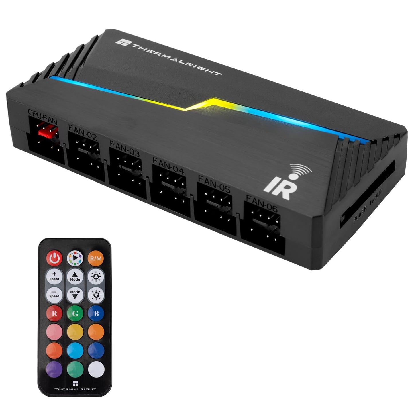 Thermalright ARGB and Fan HUB X12 IR Black,12-Port 4Pin PWM Controller,5V-3pin ARGB,Supports 12 Fan Interface Connections and Comes with A Remote