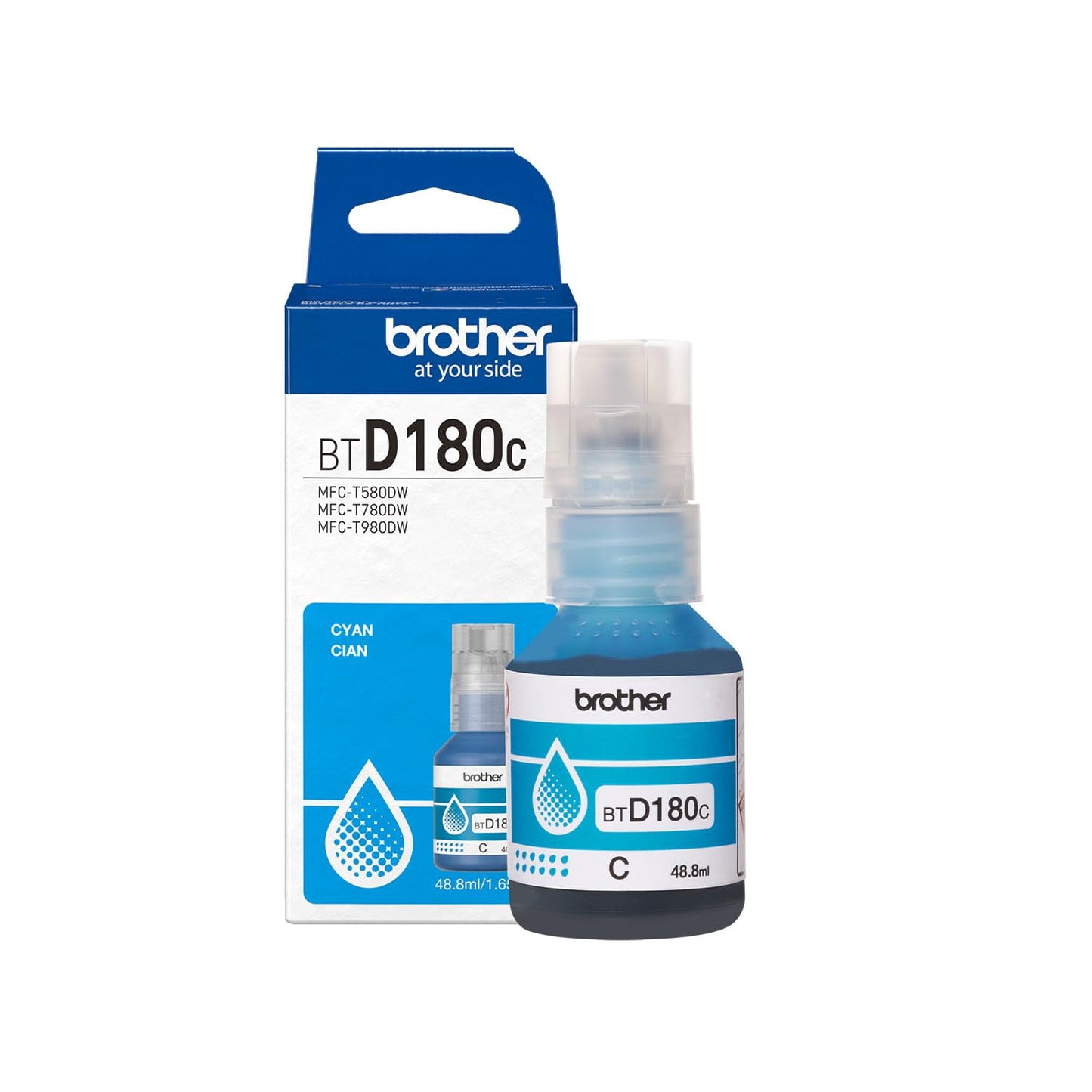 Brother Genuine BTD180C High Yield Cyan Ink Bottle (for use with INKvestment Tank 580, 780, and 980 Printers)