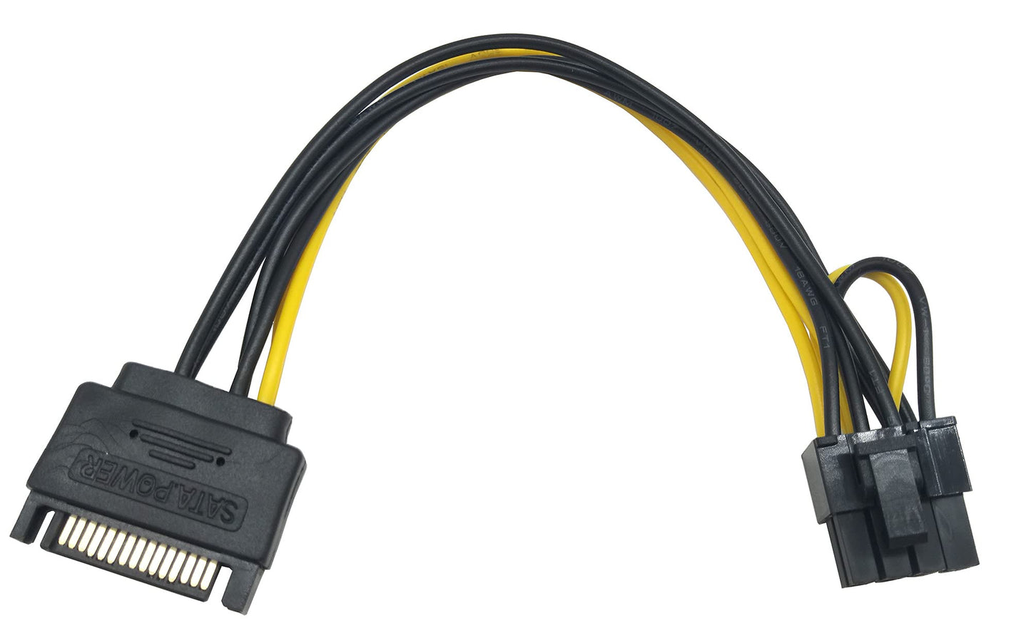 Traovien PCI Express Power Cable,15 Pin SATA Male to 8 Pin (6+2 Pin) PCI Express Female Video Card Power Adapter Cable(15CM/6inch 2Pcs)