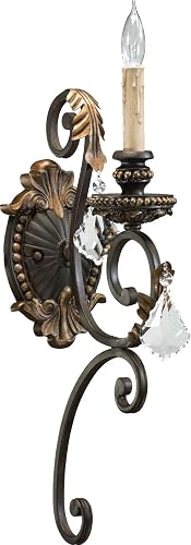 Quorum 5357-1-44 Crystal Accents One Light Wall Mount from Rio Salado Collection in Bronze/Dark Finish,