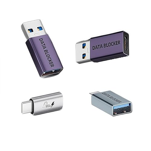 USB Data Blocker & USB C Data Blocker (4 Kinds), USB Type A & Type C Data Blocker Only for Charging, Provide Safe Charging Refuse Hacking, Protect