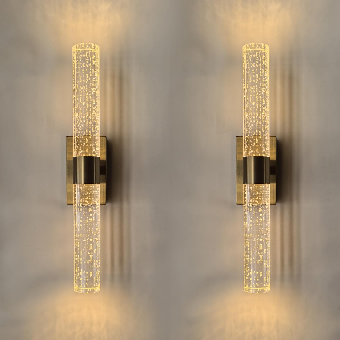 Cordless Rechargeable Crystal Wall Sconces Battery Operated Set of 2 | Brushed Gold Crystal Wall Lights Battery Sconces Wall Decor Picture Light