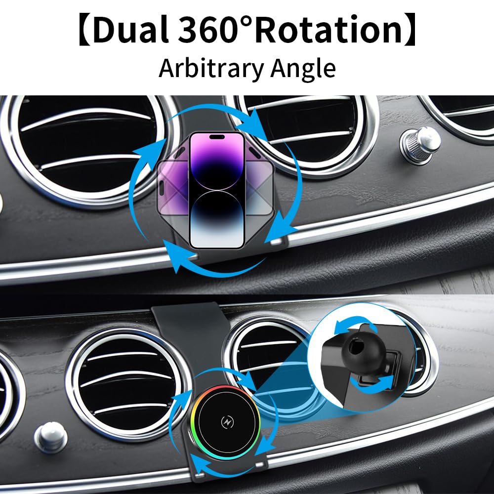 LUNQIN Car Magnetic Phone Mount for Mercedes Benz E-Class 2016-2023 and CLS Class 2018-2023 Auto Interior Accessories Best Cellphone Holder Fast 15W