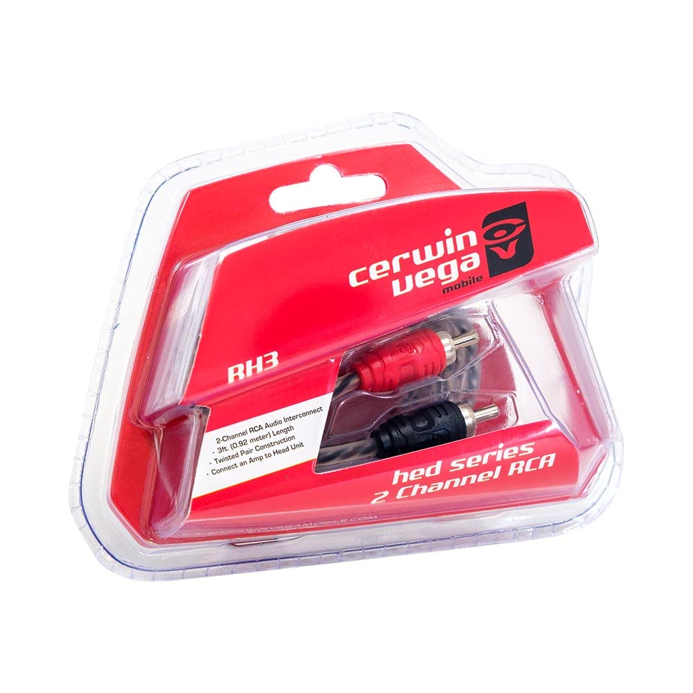 Cerwin Vega Mobile RH3 2-Channel RCA 3 ft. Ultra Long Grain OFC Twisted Pair Single Molded Ends Split Brass Tip Cable
