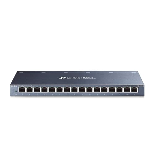 TP-Link 16 Port Gigabit Ethernet Network Switch, Desktop/ Wall-Mount, Fanless, Sturdy Metal w/ Shielded Ports, Traffic Optimization, Unmanaged