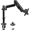 VIVO Heavy Duty Articulating Single Pneumatic Spring Arm Desk Mount Stand, Fits 17 to 40 inch Standard Screens or Ultrawides up to 26.4 lbs