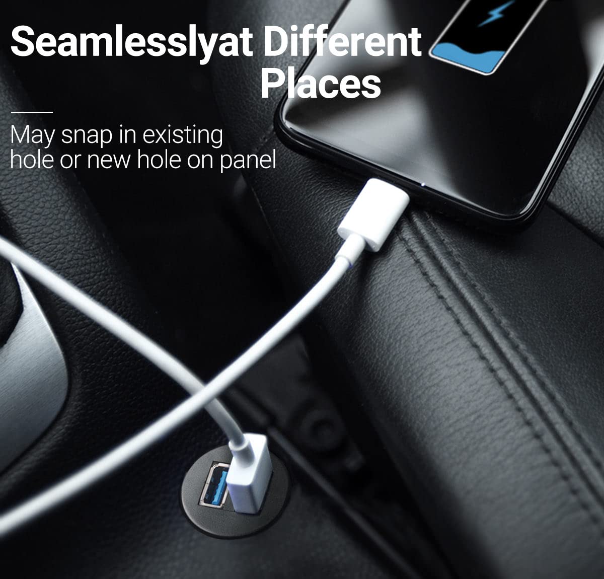ICESPRING 2 Ports USB 3.0 Extension Cable, Flush Mount Car Truck Boat Motorcycle Dashboard Panel Adapter-3 Feet
